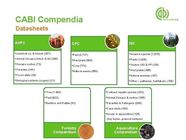 CABI Compendia Datasheets AHPC • Livestock sp. & breeds (257) • Animal Disease (infect.