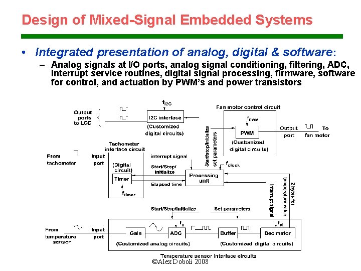 Design of Mixed-Signal Embedded Systems • Integrated presentation of analog, digital & software: –