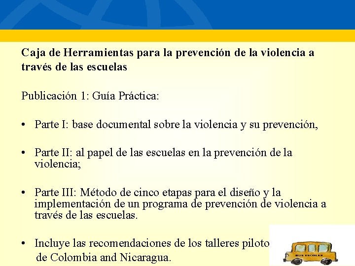 Caja de Herramientas para la prevención de la violencia a través de las escuelas