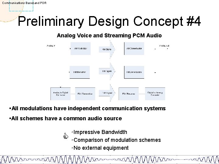 Communications Baseband PDR Preliminary Design Concept #4 Analog Voice and Streaming PCM Audio •