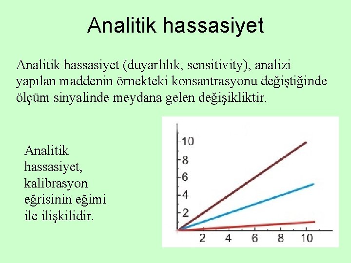 Analitik hassasiyet (duyarlılık, sensitivity), analizi yapılan maddenin örnekteki konsantrasyonu değiştiğinde ölçüm sinyalinde meydana gelen