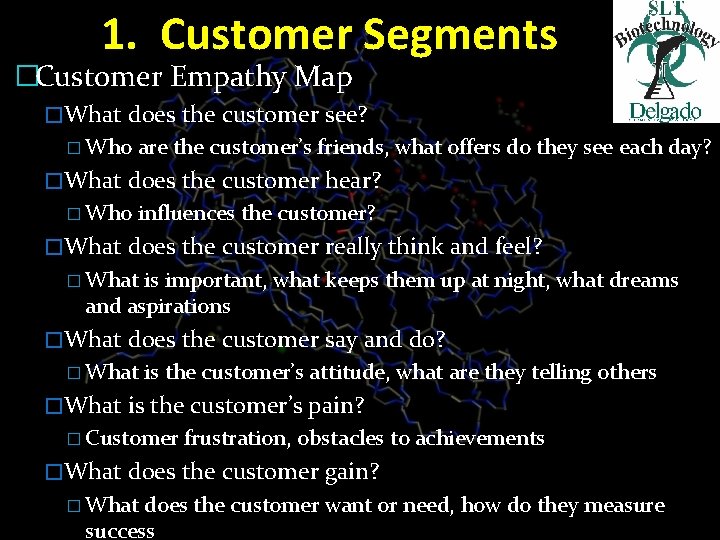 1. Customer Segments �Customer Empathy Map �What does the customer see? � Who are
