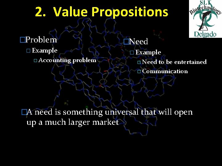 2. Value Propositions �Problem � Example � Accounting problem �Need � Example � Need