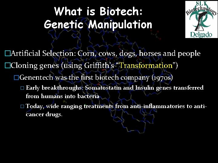 What is Biotech: Genetic Manipulation �Artificial Selection: Corn, cows, dogs, horses and people �Cloning