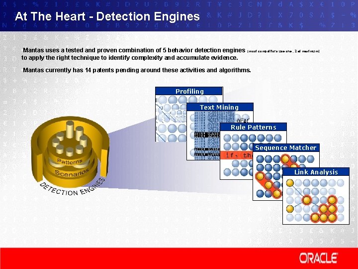 At The Heart - Detection Engines • Mantas uses a tested and proven combination