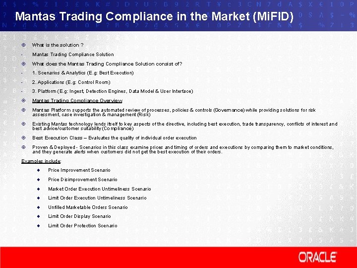 Mantas Trading Compliance in the Market (Mi. FID) What is the solution ? -