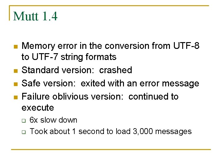 Mutt 1. 4 n n Memory error in the conversion from UTF-8 to UTF-7
