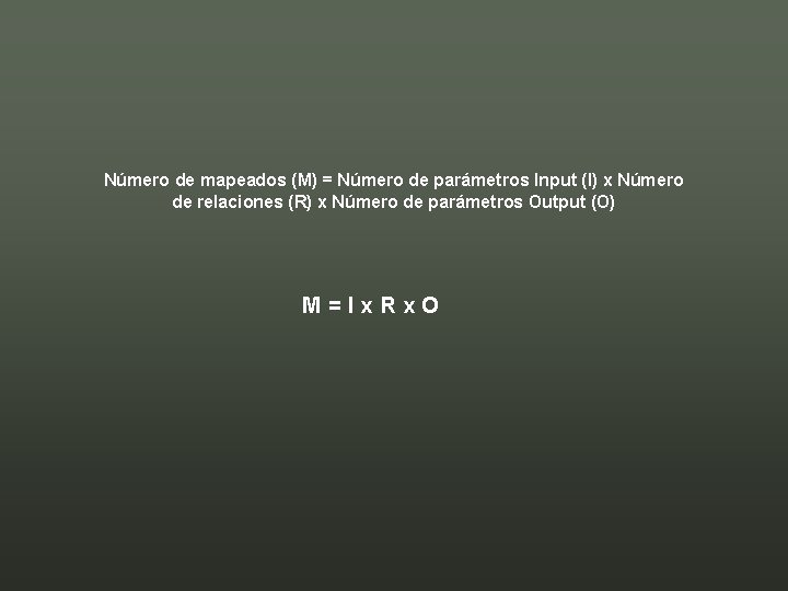 Número de mapeados (M) = Número de parámetros Input (I) x Número de relaciones