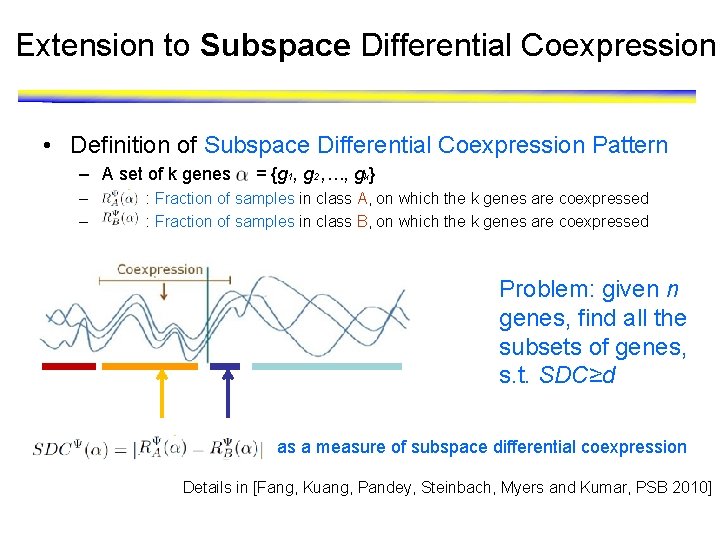 Extension to Subspace Differential Coexpression • Definition of Subspace Differential Coexpression Pattern – A