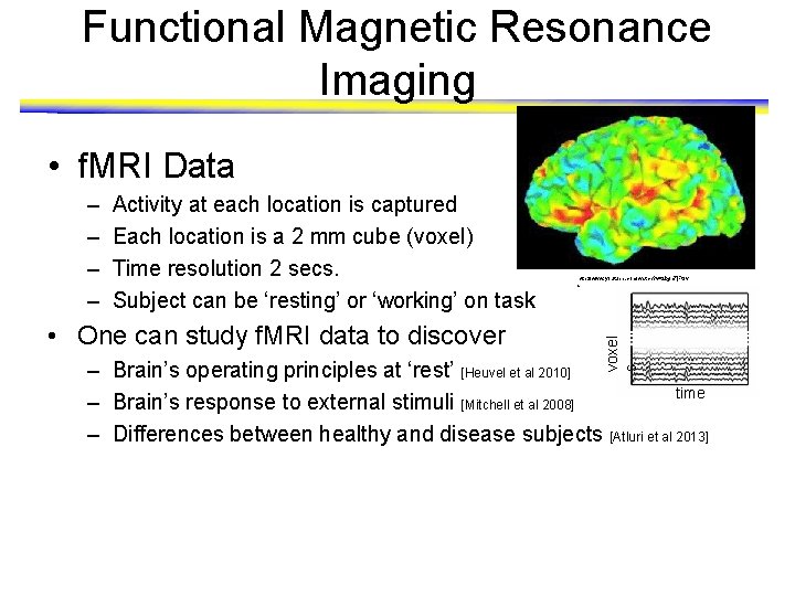Functional Magnetic Resonance Imaging • f. MRI Data Activity at each location is captured