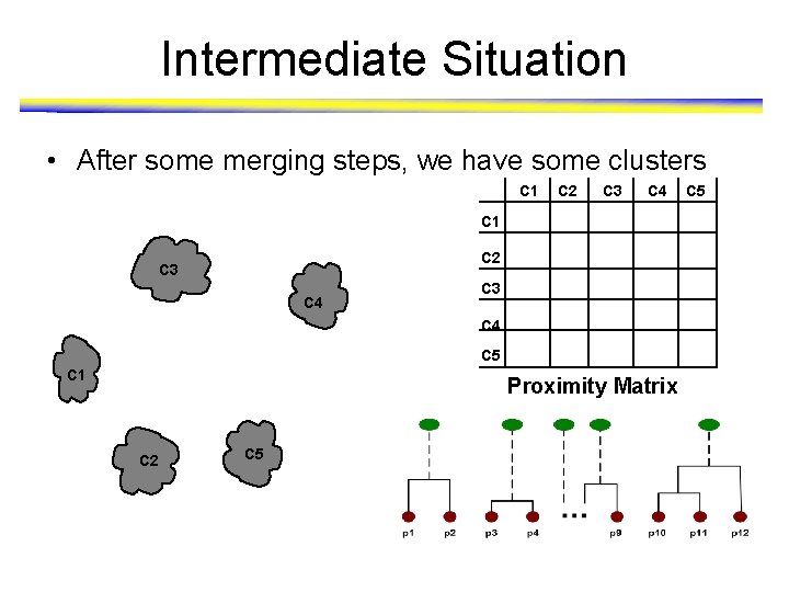 Intermediate Situation • After some merging steps, we have some clusters C 1 C