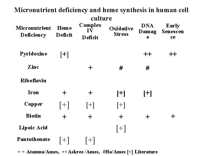 Micronutrient deficiency and heme synthesis in human cell culture Micronutrient Heme Deficiency Deficit Pyridoxine