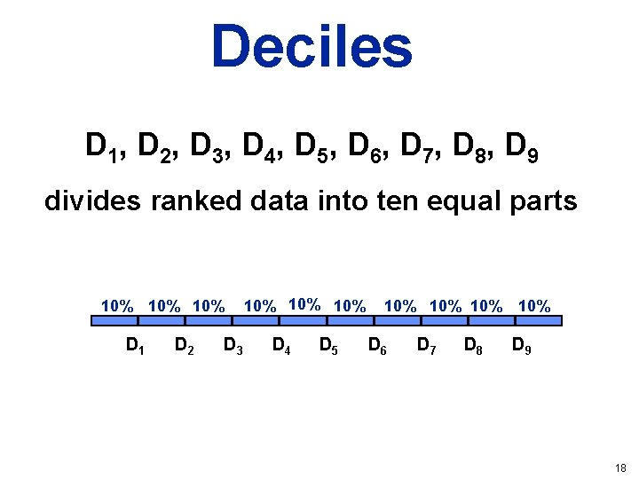 Deciles D 1, D 2, D 3, D 4, D 5, D 6, D Deciles D 1, D 2, D 3, D 4, D 5, D 6, D