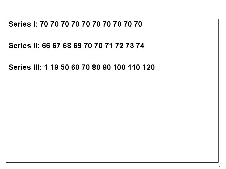 Series I: 70 70 70 Series II: 66 67 68 69 70 70 71 Series I: 70 70 70 Series II: 66 67 68 69 70 70 71