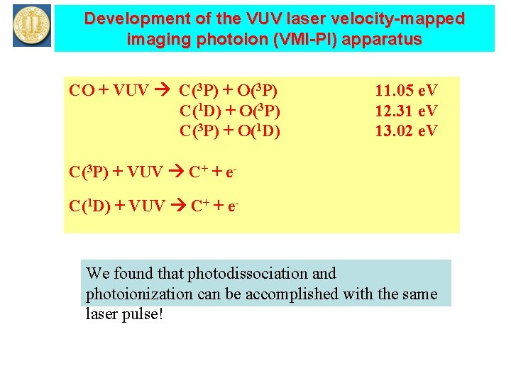 Development of the VUV laser velocity-mapped imaging photoion (VMI-PI) apparatus CO + VUV C(3