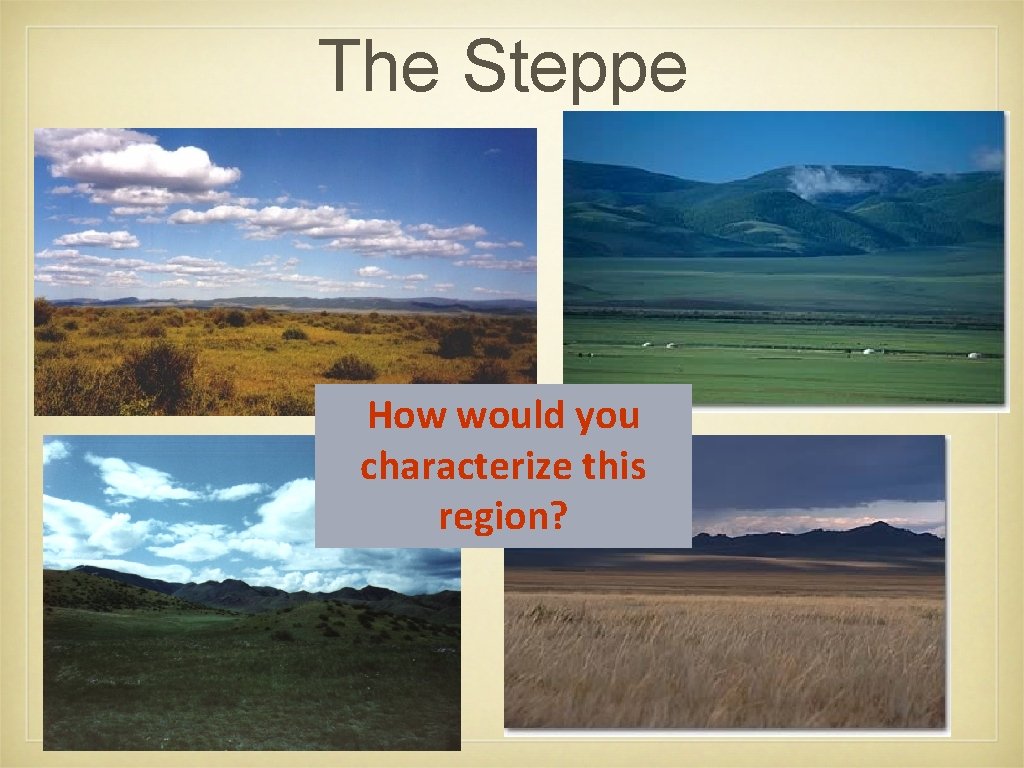The Steppe How would you characterize this region? 