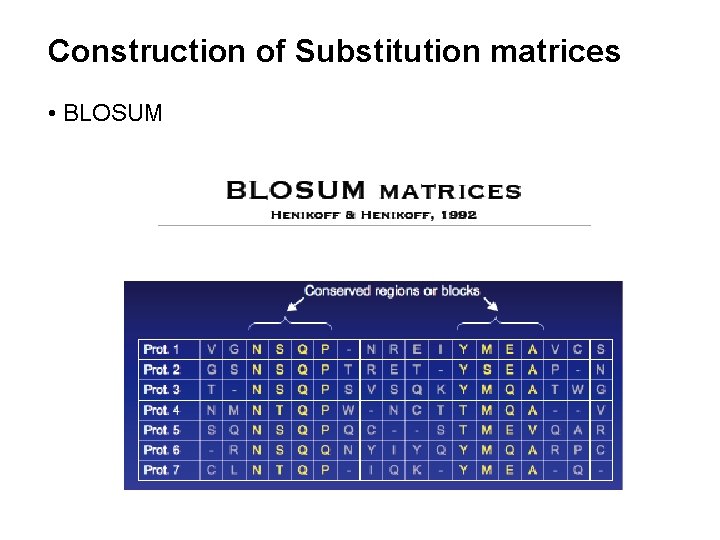 Construction of Substitution matrices • BLOSUM 