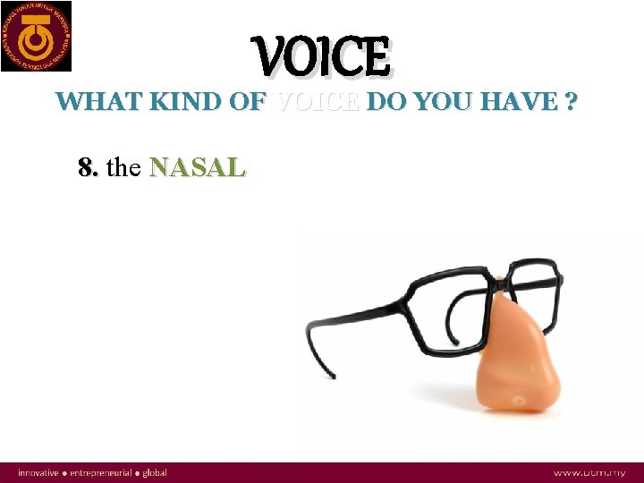 VOICE WHAT KIND OF VOICE DO YOU HAVE ? 8. the NASAL 