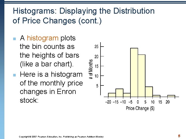 Histograms: Displaying the Distribution of Price Changes (cont. ) n n A histogram plots