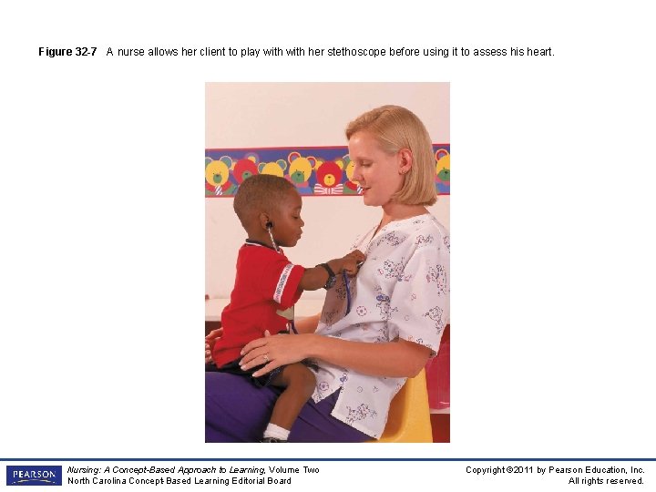 Figure 32 -7 A nurse allows her client to play with her stethoscope before