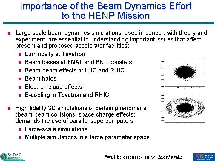 Beam Dynamics Overview Outline Introduction Scientific Goals Beam