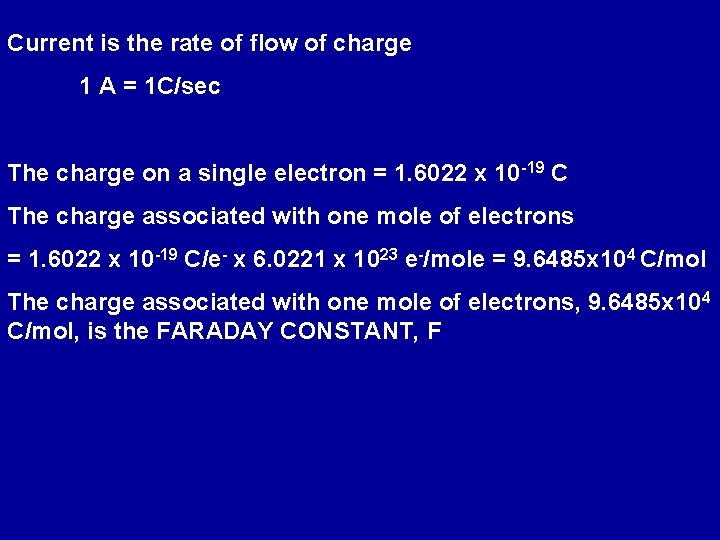 Current is the rate of flow of charge 1 A = 1 C/sec The