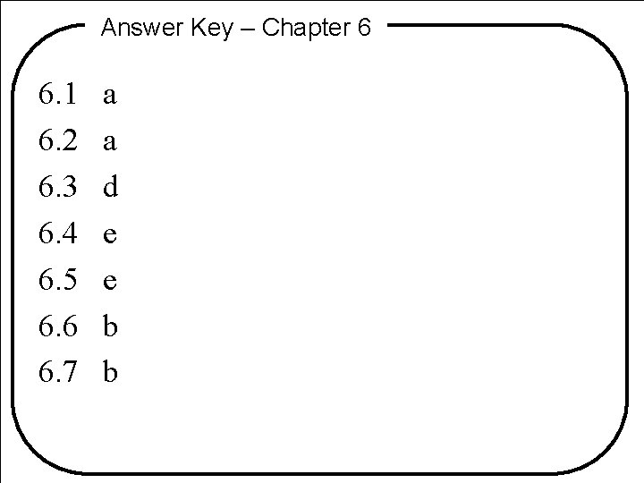 Answer Key – Chapter 6 6. 1 6. 2 6. 3 6. 4 6.