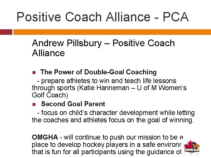 Positive Coach Alliance - PCA Andrew Pillsbury – Positive Coach Alliance The Power of