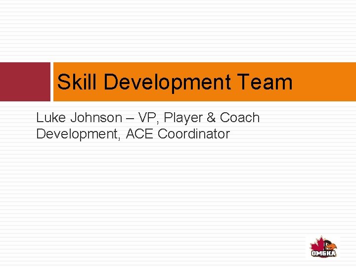 Skill Development Team Luke Johnson – VP, Player & Coach Development, ACE Coordinator 