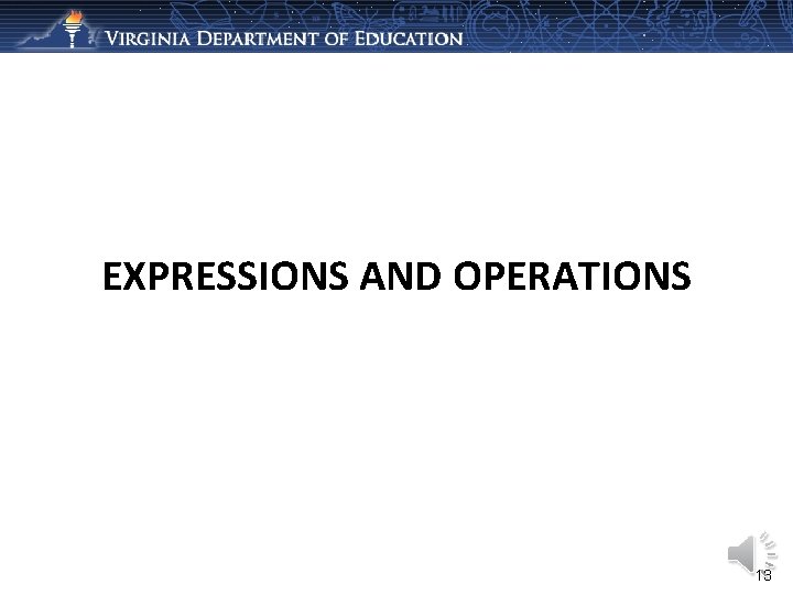 EXPRESSIONS AND OPERATIONS 13 