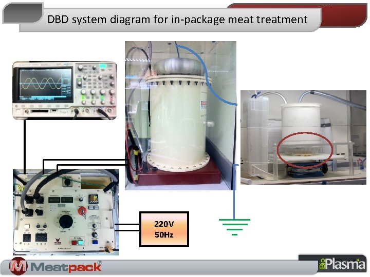 DBD system diagram for in-package meat treatment 220 V 50 Hz 