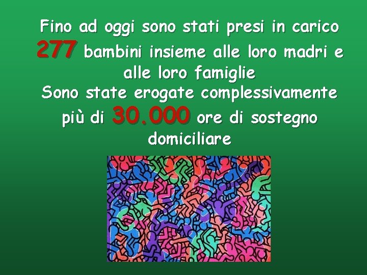 Fino ad oggi sono stati presi in carico 277 bambini insieme alle loro madri