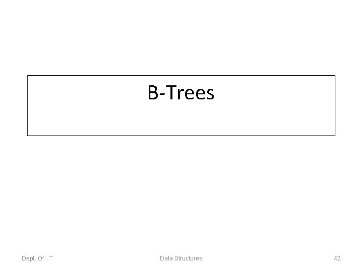 B-Trees Dept. Of IT Data Structures 42 