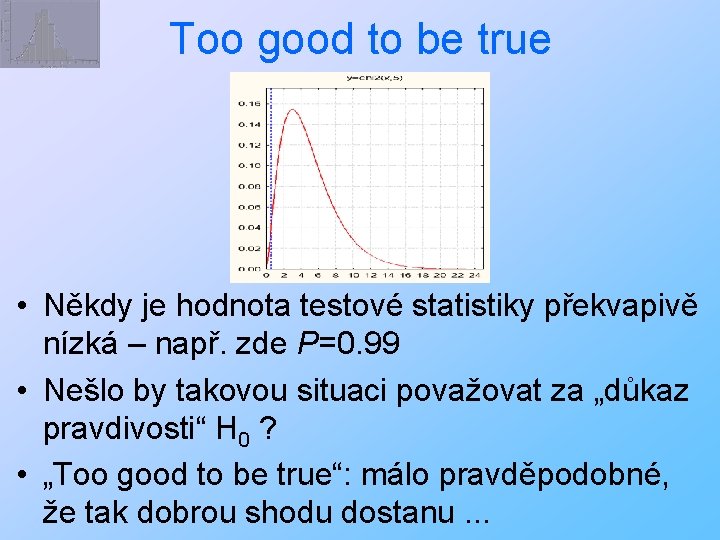 Too good to be true • Někdy je hodnota testové statistiky překvapivě nízká –