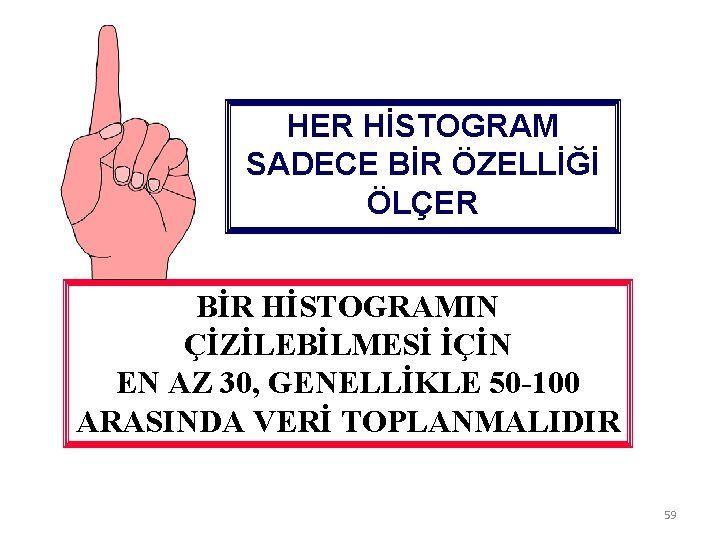 HER HİSTOGRAM SADECE BİR ÖZELLİĞİ ÖLÇER BİR HİSTOGRAMIN ÇİZİLEBİLMESİ İÇİN EN AZ 30, GENELLİKLE