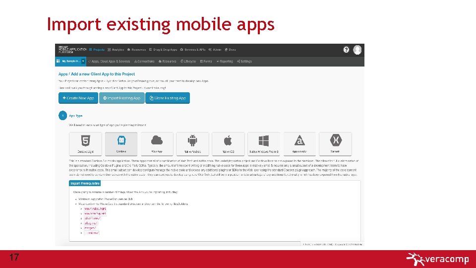 Import existing mobile apps 17 