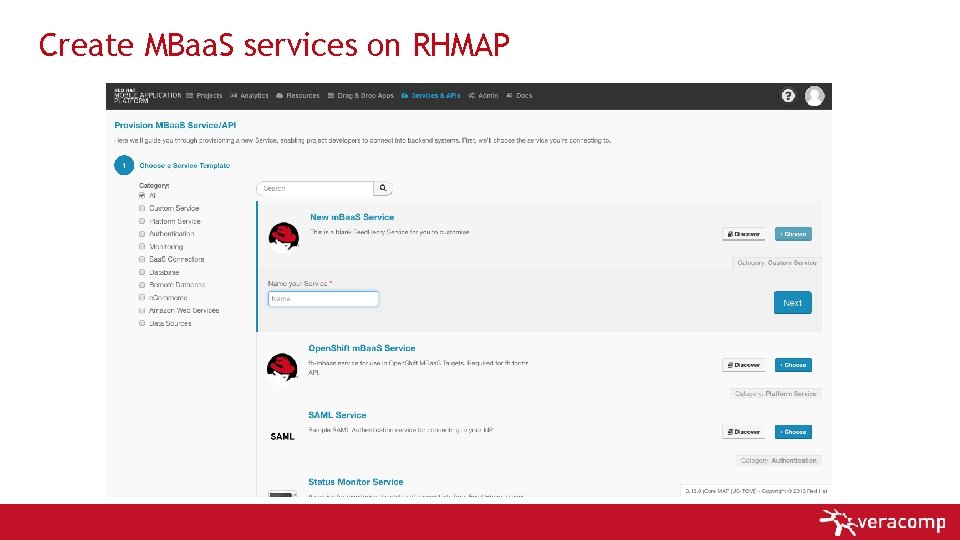 Create MBaa. S services on RHMAP 