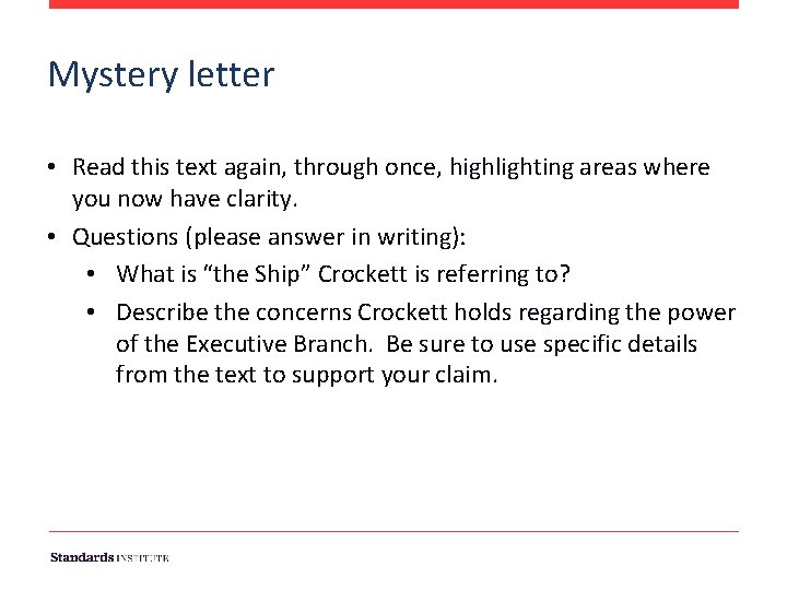 Mystery letter • Read this text again, through once, highlighting areas where you now Mystery letter • Read this text again, through once, highlighting areas where you now