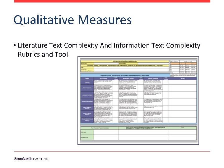 Qualitative Measures • Literature Text Complexity And Information Text Complexity Rubrics and Tool Qualitative Measures • Literature Text Complexity And Information Text Complexity Rubrics and Tool