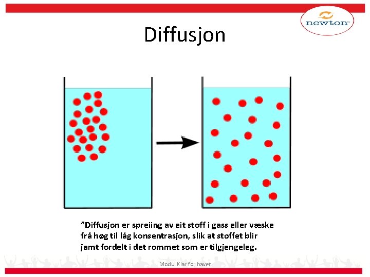 Diffusjon ”Diffusjon er spreiing av eit stoff i gass eller væske frå høg til
