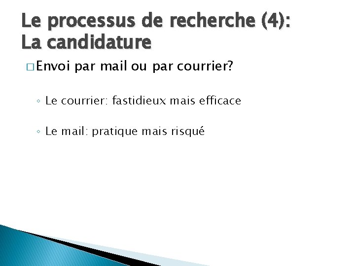 Le processus de recherche (4): La candidature � Envoi par mail ou par courrier?