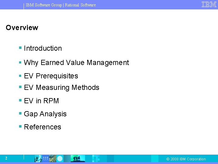 IBM Software Group | Rational Software Overview § Introduction § Why Earned Value Management