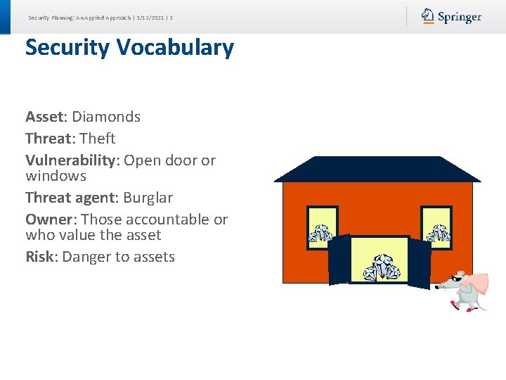 Security Planning: An Applied Approach | 3/12/2021 | 3 Security Vocabulary Asset: Diamonds Threat: Security Planning: An Applied Approach | 3/12/2021 | 3 Security Vocabulary Asset: Diamonds Threat:
