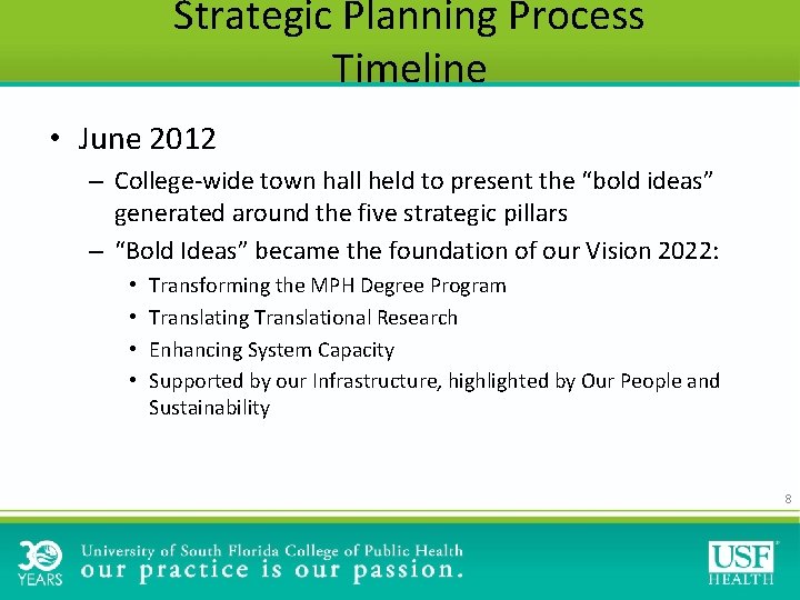 Strategic Planning Process Timeline • June 2012 – College-wide town hall held to present Strategic Planning Process Timeline • June 2012 – College-wide town hall held to present