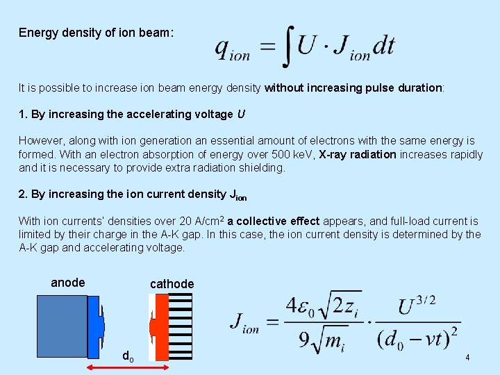 Energy density of ion beam: It is possible to increase ion beam energy density