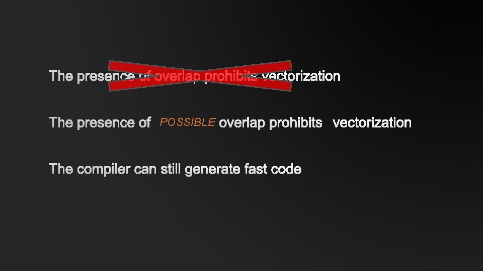 THE PRESENCE OF OVERLAP PROHIBITS VECTORIZATION THE PRESENCE OF POSSIBLE OVERLAPPROHIBITS VECTORIZATION THE COMPILER