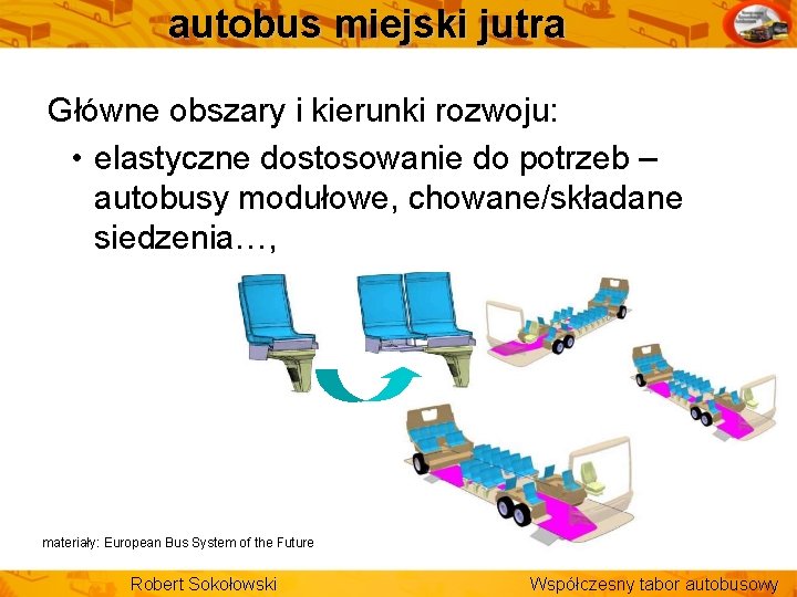 autobus miejski jutra Główne obszary i kierunki rozwoju: • elastyczne dostosowanie do potrzeb –