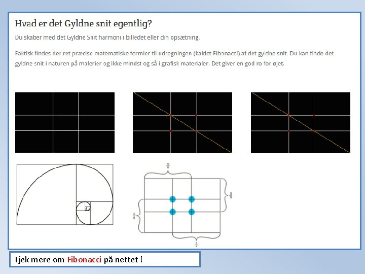 Tjek mere om Fibonacci på nettet ! Tjek mere om Fibonacci på nettet !