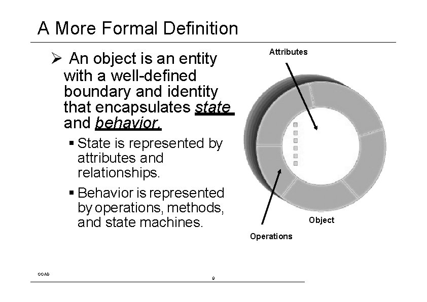 A More Formal Definition Ø An object is an entity with a well-defined boundary