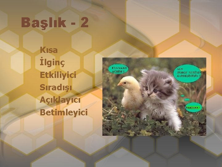 Başlık - 2 Kısa İlginç Etkiliyici Sıradışı Açıklayıcı Betimleyici 